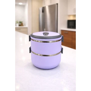 2 Katlı Sızdırmaz Çelik Yemek Termosu-Mor