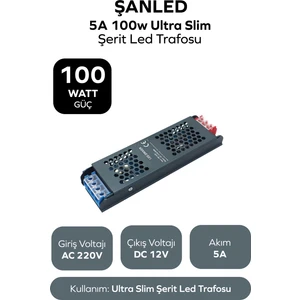 100W 5A Ultra Slim Şerit Led Trafosu