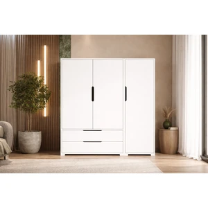 Vertex Mobilya Flora 3 Kapaklı 2 Çekmeceli Gardırop Beyaz Elbise Dolabı