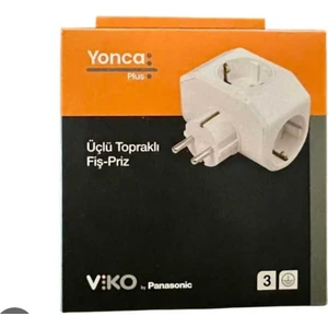 Topraklı Üçlü Beyaz Fiş - Priz Yonca Plus