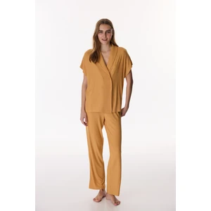 Tarçın Margot Solid Rib Pantolon Pijama Takımı