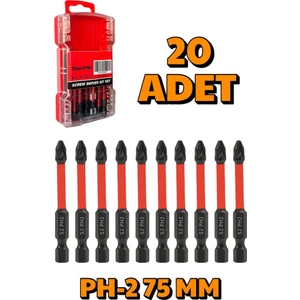 20 Adet Ph-2 75 mm Mıknatıslı S2 Çelik Bits Uç Matkap Ucu
