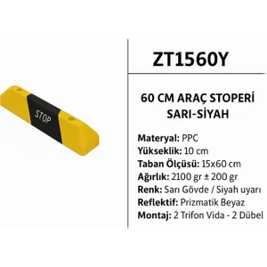 ZT1560Y – 60 cm Araç Stoperi | Sarı-Siyah