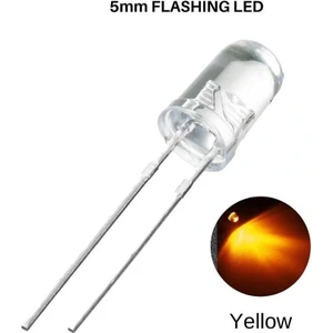 Flaşörlü LED Sarı 2 Bacaklı 5mm