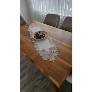 Zesa Home Lüx Fransız Dantelli Keten Gardeya Runner