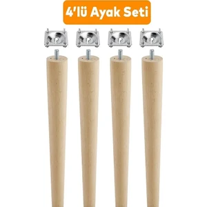 Cangul Ahşap 50 cm Ham Konik Ayak 4 Adet
