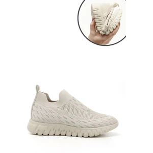 Kadın Nude Triko Taşlı Memory Foam Tabanlıklı Comfort Sneaker