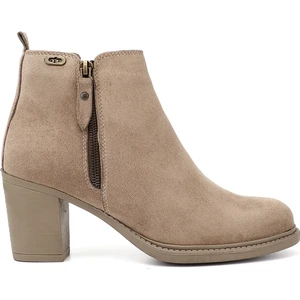 Kadın Vizon Süet  Fermuarlı Kalın Topuklu Bot