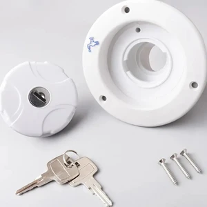 Karavan Için Su Dolum Kapağı Kilitlenebilir Beyaz