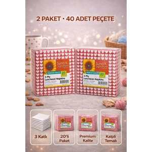 Kalp Desenli 2 Adet 3 Katlı Premium Peçete