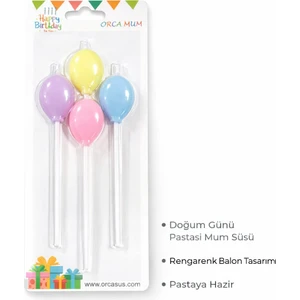 Fun World 4lü Balon Şekilli Pasta Mumu Seti