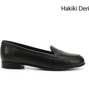 Kadın Siyah  Hakiki Deri Babet