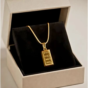 Paslanmaz Çelik Altın Külçe Kolye