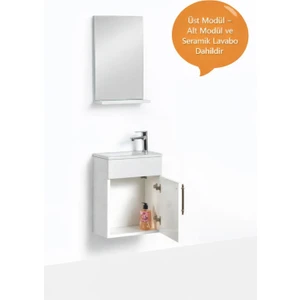 Saydam Banyo Mini 42 cm Alt Üst Banyo Dolabı Takımı