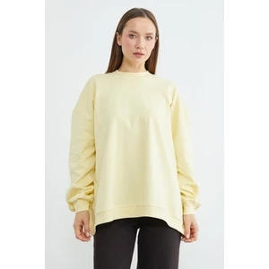 Basic Bisiklet Yaka Oversize Sweatshirt