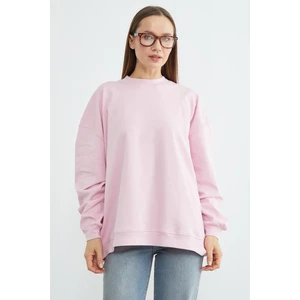 Basic Bisiklet Yaka Oversize Sweatshirt