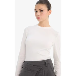 Fitted Bisiklet Yaka Basic Uzun Kollu Tişört D0199AX26SP