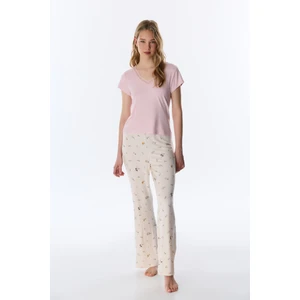 Pembe Margot Solid Tişört Pijama Üstü