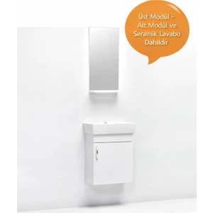 Saydam Banyo Ebeveyn Slim 50 cm Mdf Banyo Dolabı Beyaz