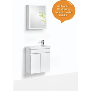 Saydam Banyo Marla 60X30 cm Alt Üst Banyo Dolabı Takımı