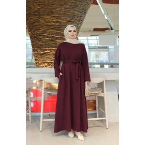 Nisum Moda Kuşaklı Cepli Modal Elbise