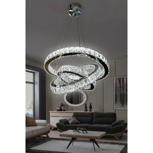 3 Katlı Kristal Taşlı Modern LED Avize