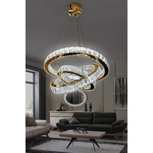 3 Katlı Kristal Taşlı Modern LED Avize