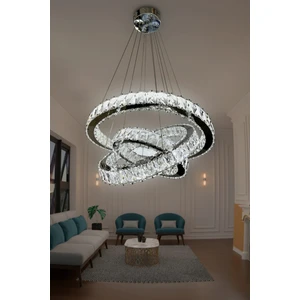 3 Katlı Kristal Taşlı Modern LED Avize