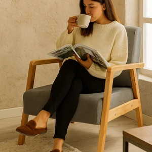 Pavia Berjer Natürel Ahşap, Gri