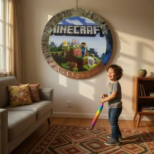Cadde Süs Minecraft Temalı Katlanabilir Pinyata ve Sopası