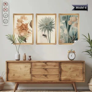 Akıllı Kağıt Statik Tutunma Özellikli Tablo - Poster Çiçek (Model- 6)