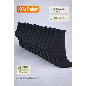 Lacivert Unisex Bambu  Orta Konç Çorap (10'lu Paket)