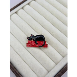 İthal Siyah Kedi ve Kitap Broş