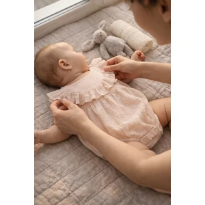 Çift Kat Müslin Kumaş Bebek Tulum