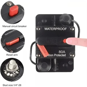 Obus Karavan Waterproof  Dc Sigorta 80 Amper Otomatik Sigorta