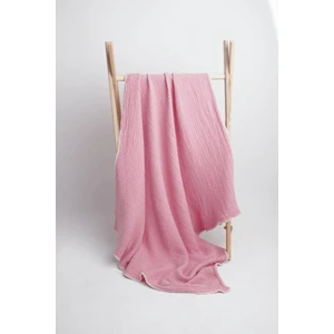 Çoban Dikişli 4 Katlı Müslin Battaniye Pembe