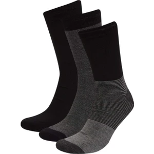 Erkek Çizgili Dikişsiz 3'lü Bambu Uzun Çorap C6681AXNS