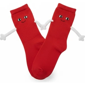 Neşeli Çoraplar El Ele Tutuşan Kırmızı Atletik Çorap