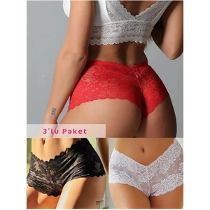 Gecko Collection Kadın Dantelli Boxer Külot 3 Adet