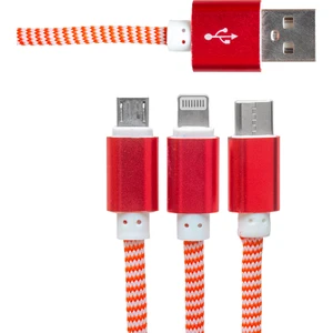 PowerMaster PM-2368 Micro USB - Type-C - Lightning Şarj Ve Data Kablosu 2.1 Amper 110Cm Örgülü