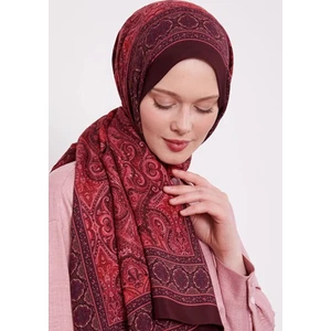 Levidor Kırmızı Hint Desen Royal Şal