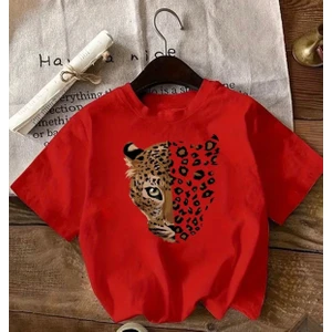 Leopar Kaplan Baskı Detaylı Basic T-Shirt