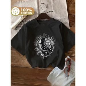 Ay Güneş  Baskı Detaylı Basic T-Shirt