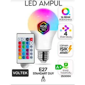 Rgb (Çok Renkli) Kumandalı Ampül