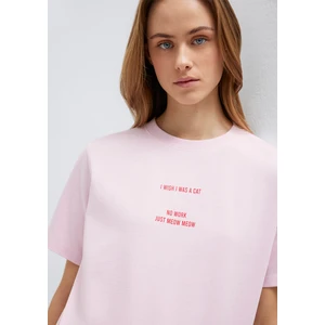 Slogan Baskılı Pembe Tişört 1614011-86953