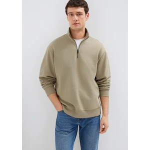 Yarı Fermuarlı Basic Bej Sweatshirt 0S10419-70204