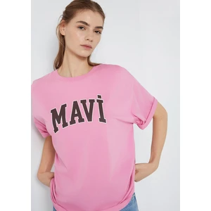 Mavi Logo Baskılı Pembe Tişört 1600843-71063