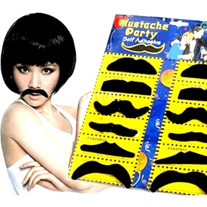 Takma Bıyık Seti 12 Adet Siyah Renkli Eğlenceli Parti Malzemeleri