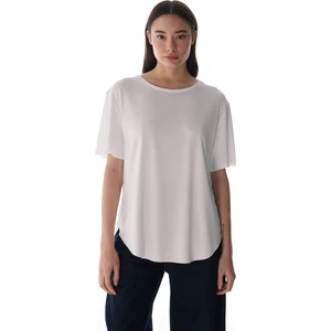 Beyaz Bisiklet Yaka Oversize Modal T-Shirt