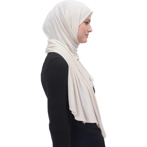 Tesettür Penye Şal Düz-Krem